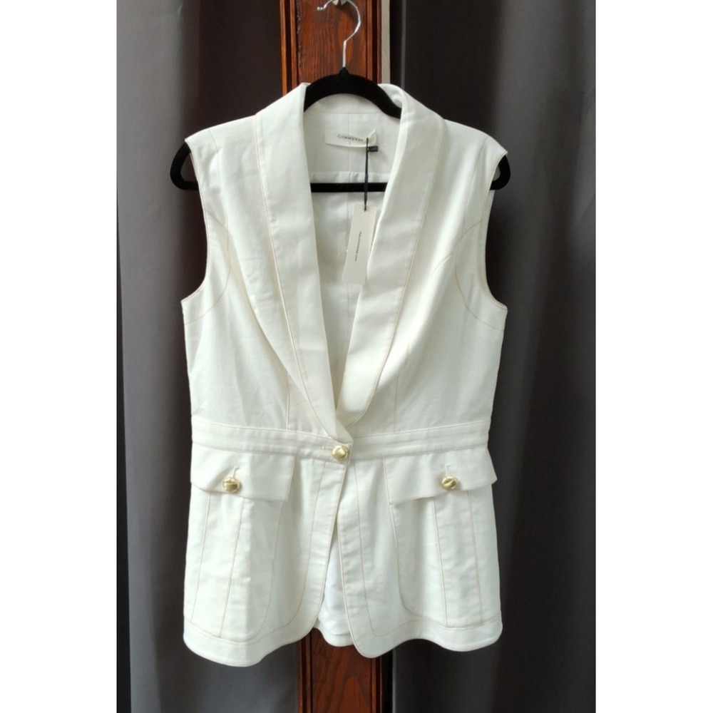 Commense Beige Linen-Blend Tailored Vest WMNs Large NWT